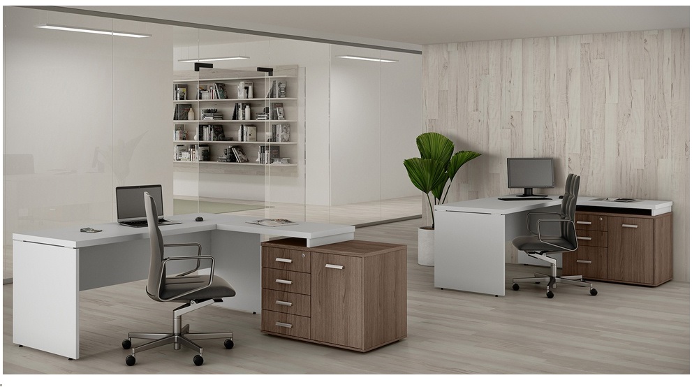 Mesa em L c/ Armário pedestal