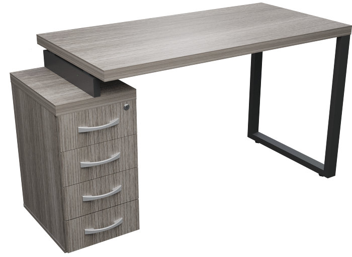 Mesa reta com Gaveteiro pedestal