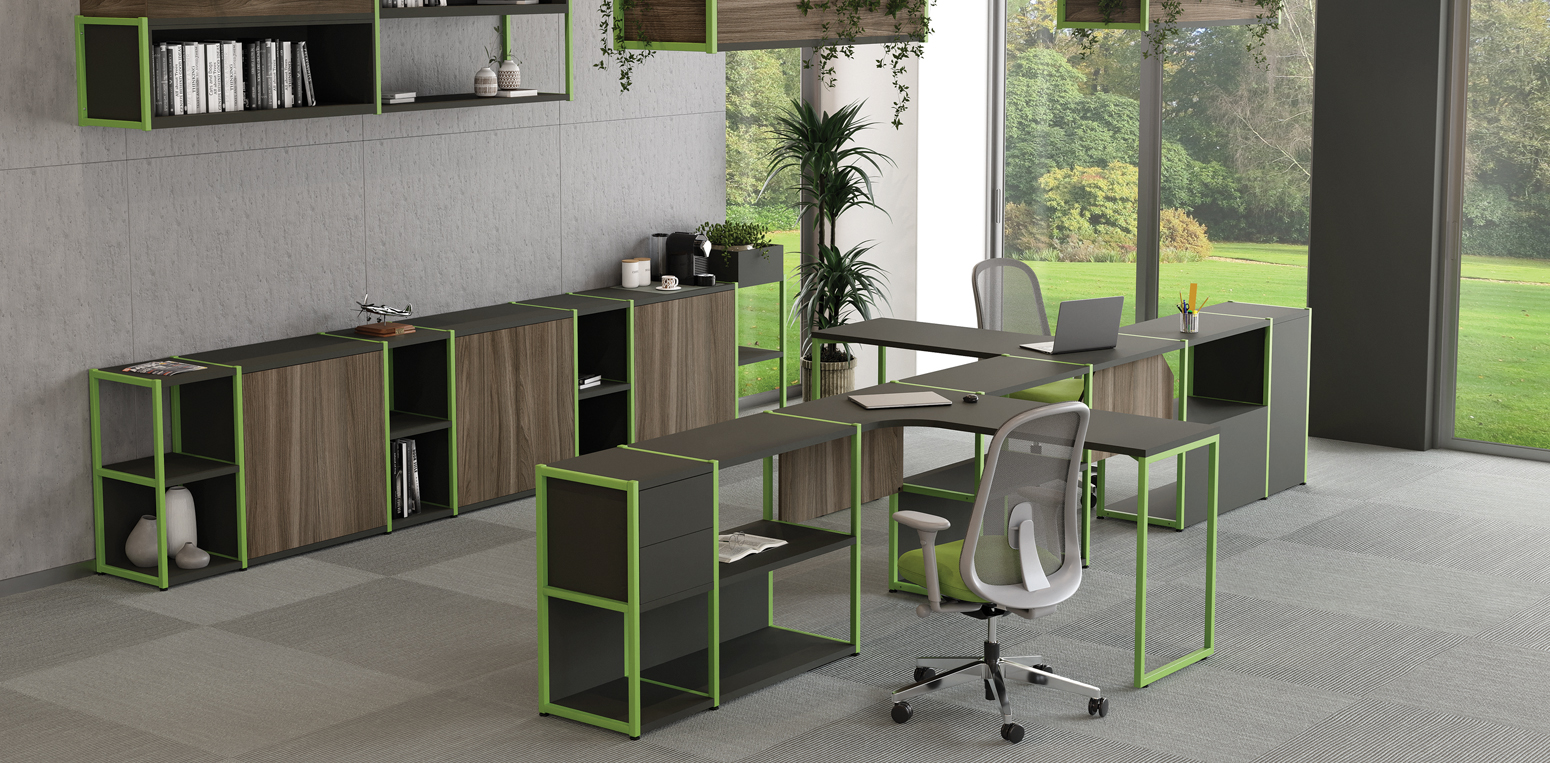 Conjunto de mesa e Estantes Make