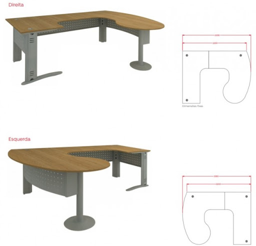 Mesa em L Abaulada